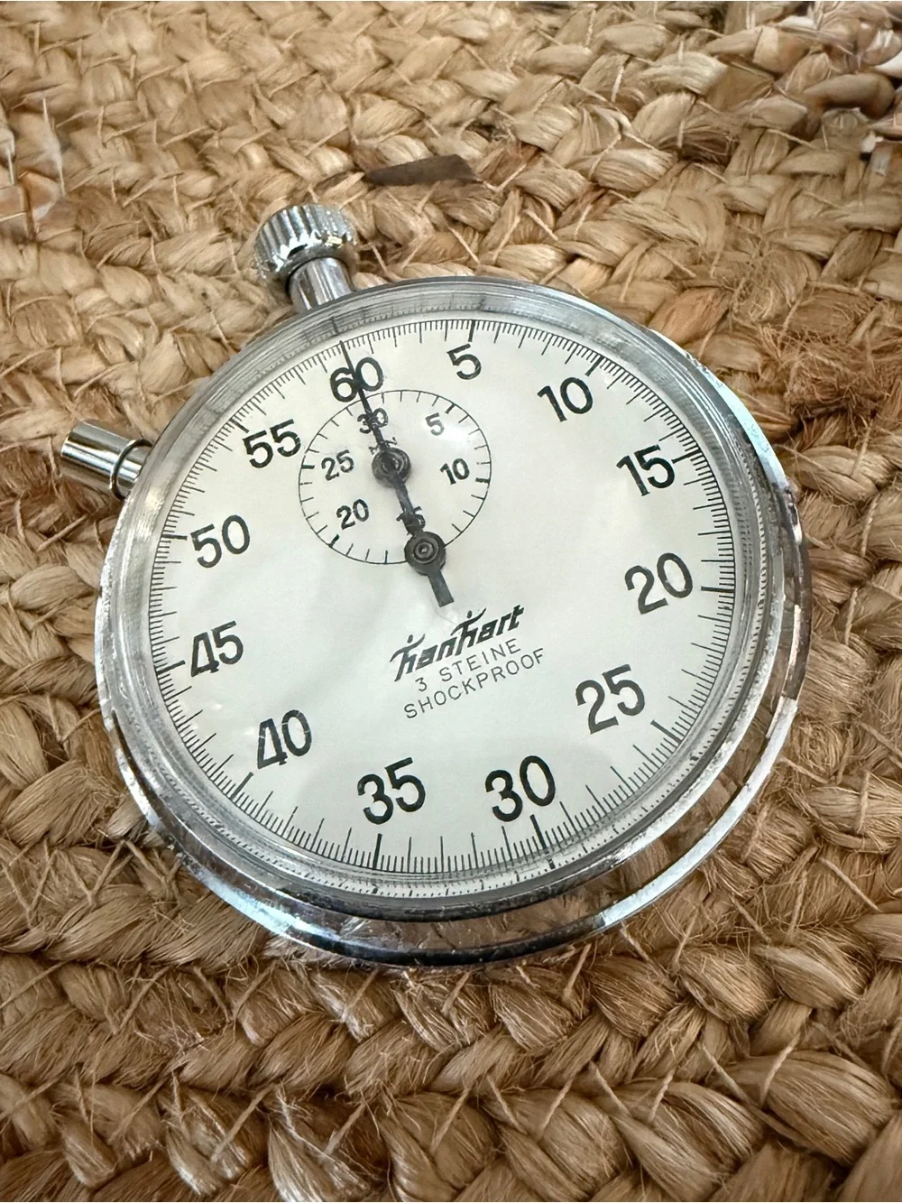 Vintage Hanhart Mechanical Stop Watch 55mm Manual Wind 1/5 Sec Germany